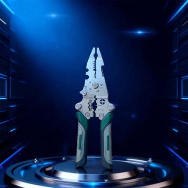 Imagem de Ferramenta de descascador de fios dobrável, multiferramenta eletricista com funções de crimpagem e corte, alicate multifuncional para trabalhos elétricos e projetos de bricolage