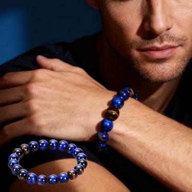 Imagem de 1 pulseira de contas para mulheres, pulseira de pedras preciosas de cristal de cura natural, pulseira para alívio de estresse e ansiedade, joias roxas feitas à mão, presentes para casais