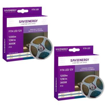 Imagem de 2 Fita LED 12V 12W/m 3000K 5m 120LEDs/m IP20 Save Energy