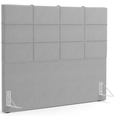 Imagem de Cabeceira Cama Box Casal King 195 Cm Roma W01 Suede Cinza - Lyam