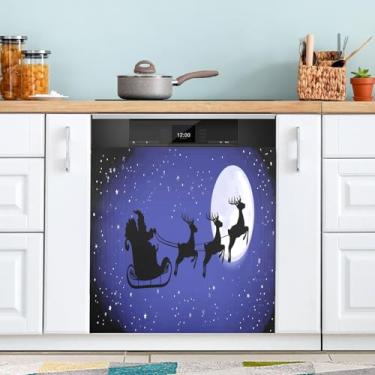 Imagem de ATTX Capa magnética de Papai Noel para lava-louças, 58,4 cm C x 66 cm A, decoração da capa da máquina de lavar louça, decalques de armário doméstico e eletrodomésticos adesivos #510