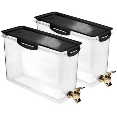 Imagem de Kit 2 Potes para Colocar Agua e Torneira Garrafa Reservatório 6 Litros