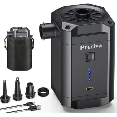 Imagem de Preciva Bomba De Ar Elétrica Para Infláveis, Portátil 4 Kpa Com 3 Bicos, Bateria Recarregável 5200 Mah, Colchão Carregamento Rápido Usb, Boias Piscina, Bóias Natação