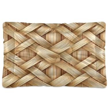 Imagem de SEHANY Cama de cachorro com padrão de vime, cama de gato com fundo antiderrapante, cama de canil, colchão macio para animais de estimação, lavável para cães pequenos, médios e grandes, gatos, 91 x 61