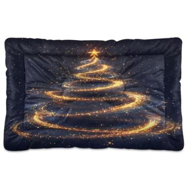 Imagem de Blueangle Cama para cães com árvore de Natal mágica ultra macia para cães pequenos, cama retangular confortável para animais de estimação, 61 x 45 cm (134)