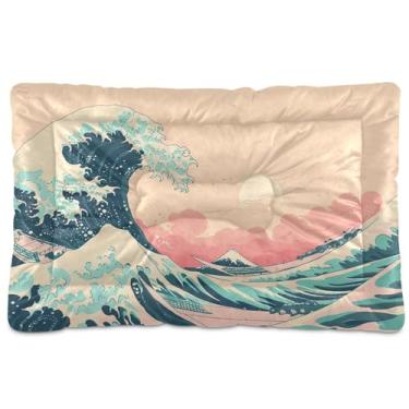 Imagem de SEHANY Cama para cães Sea Wave Cama de gato com fundo antiderrapante, cama de canil, colchão macio para animais de estimação, lavável para cães pequenos, médios e grandes, gatos, 91 x 61 cm