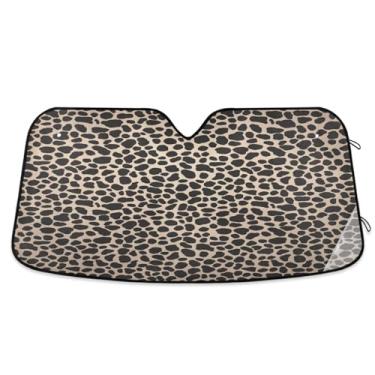 Imagem de ATTX Para-brisa de carro com estampa de leopardo 144.8 cm x 80.0 cm Escudo solar universal com proteção UV, persiana de janela frontal automática dobrável para caminhões Sedans SUVs #752