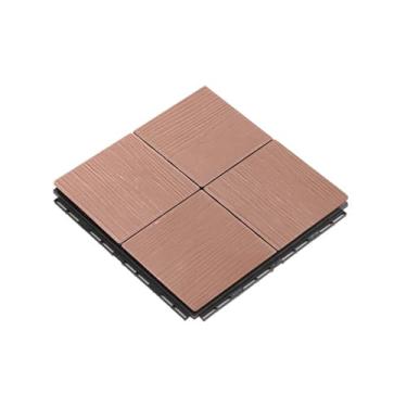 Imagem de Azulejos de deck compostos azulejos de piso azulejos de madeira interligados para interior e exterior para pátio jardim piscina 30 × 30 cm cor de madeira 11 peças