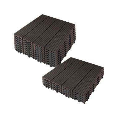 Imagem de Azulejos de deck interligados, azulejos de piso de pátio composto WPC com sistema de clique função de drenagem para varanda piscina varanda quintal área de jogo terraço uso em todos os climas B2 12