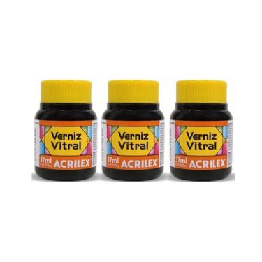 Imagem de Kit 3 Verniz Vitral Acrilex Laranja 517 37ml – Transparente e Brilhante para Vidro, Copos, Garrafas, Vasos, Cerâmica e Porcelana – Efeito Vitrais Profissional