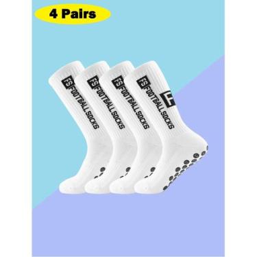 Imagem de Meias De Futebol Antiderrapantes Masculinas, 4 Pares, Almofadas De Pro