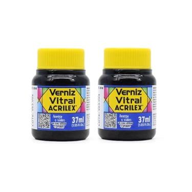 Imagem de Kit 2 Verniz Vitral Acrilex Azul Vivo 597 37ml – Acabamento Brilhante para Vidro, Copos, Garrafas, Vasos, Cerâmica e Porcelana – Efeito Vitrais Profissional