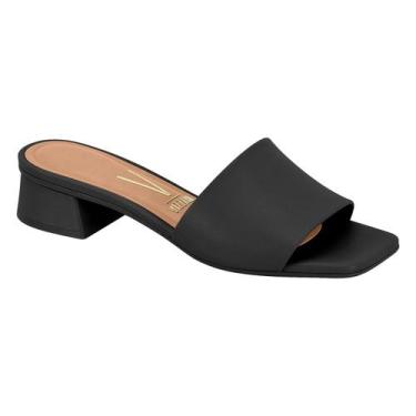 Imagem de Tamanco Feminino Vizzano Mule Slide Salto Bloco Baixo Casual, Preto, 3