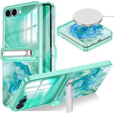 Imagem de Casetego Capa magnética para Galaxy Z Flip 7, [compatível com MagSafe] [Protetor de tela embutido] [Suporte] [Proteção de dobradiça] Capa feminina fina à prova de choque para Samsung Galaxy Z Flip 7