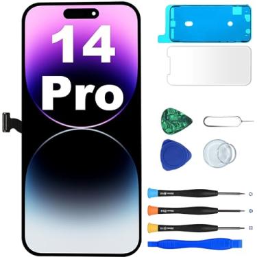 Imagem de MP+ Tela de substituição para iPhone 14 Pro, [FHD] [COF] Montagem digitalizador de tela sensível ao toque 3D com fita adesiva à prova d'água