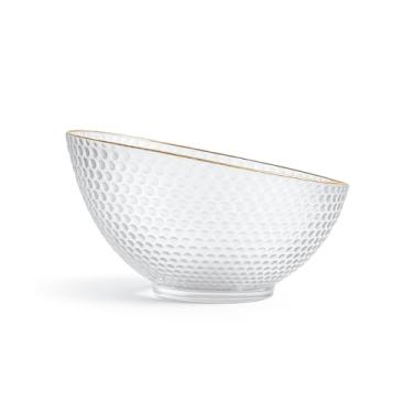 Imagem de Tigela de Vidro com Borda Dourada, Saladeira Redonda 600ml, Bowl Decorativo para Condimentos e Doces