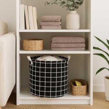 Imagem de Cesto Organizador Dobrável 40 Litros Quadriculado Preto Versátil para Roupa Suja, Brinquedos, Quarto, Banheiro ou Lavanderia