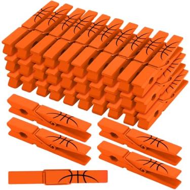 Imagem de RattanView 36 peças de grampos de torcida de basquete clipes espirituais de basquete de madeira para mochilas decoração de sala de aula acessórios de torcida