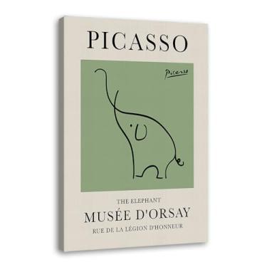 Imagem de Impressão em tela verde sálvia Pablo Picasso animais esboço arte de parede gato cão pássaro cavalo impressão linha abstrata desenho pôsteres para quarto casa escritório decoração (SKU5,12x18") =