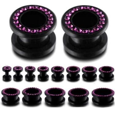 Imagem de (1 par) 8G, 3 mm, 6G, 4 mm, 4 g, 5 mm a 0 g, 8 mm, 00 g, 10 mm a 1 polegada, 26 mm, alargadores de orelha de zircônia cúbica