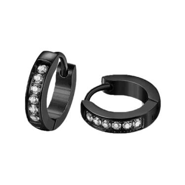 Imagem de CHARIFIN Brincos masculinos de aço inoxidável antialérgico, piercing de cartilagem, zircão cúbico, brincos de argola de ouro e prata, conjunto de brincos masculinos, Aço inoxidável, Zircônia cúbica