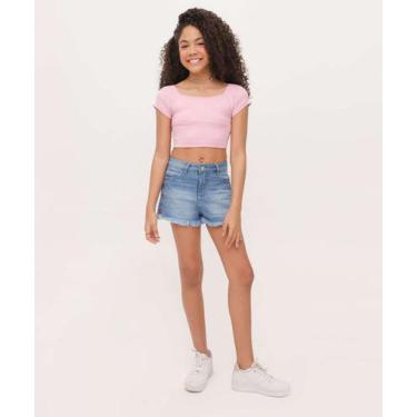 Imagem de Short Juvenil Jeans Bordado Cereja Tam 10 a 16-71134 - Ecxo Jeans, 16,