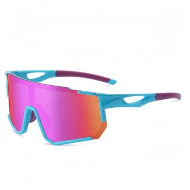 Imagem de Óculos de sol de ciclismo polarizados para homens e mulheres, óculos esportivos para mountain bike, dirigir, pesca, proteção UV400, Arco-íris azul