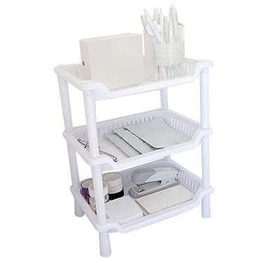 Imagem de HEEPDD Organizador de Bancada de Banheiro de 3 Camadas, Prateleira de Maquiagem de Plástico para Banheiro, Cozinha e Quarto Organizador de Bancada de de 3 Camadas, Necessidades Diárias Domésticas