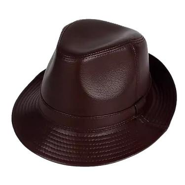Imagem de Chapéu Trilby Masculino Elegante Aba Curta Jazz Boné Vintage Cavalheiro Jazz Chapéu Outono Inverno Couro Gangster Chapéu (B-L