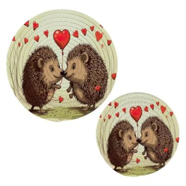 Imagem de Wassud Conjunto de tripé de ouriços fofos para pratos quentes, suportes de panela redondos, almofadas quentes de algodão, porta-copos elegantes, decoração de cozinha e acessórios, 2 peças