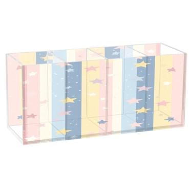 Imagem de CEBUGI Porta-canetas de acrílico com 4 compartimentos, organizador de lápis transparente, suporte de pincéis de maquiagem para escritório em casa, escritório