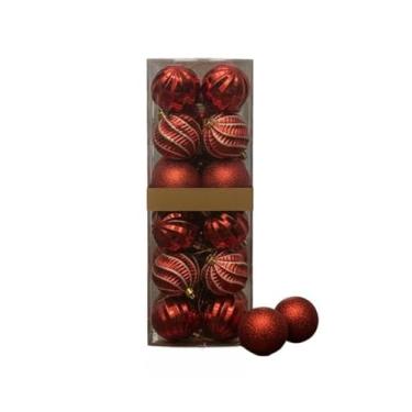 Imagem de Kit de 12 Bolas de Natal – 3 Estilos Exclusivos para sua Árvore Mágica(Vermelho)