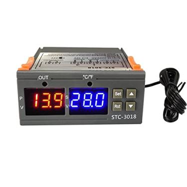 Imagem de Controlador de Temperatura STC-3018 Termostato com Display LED Digital Inteligente Microcomputador Controle Sensor NTC Medição Alta Precisão para Equipamentos Refrigeração e Aquecimento Estufa Incubaç