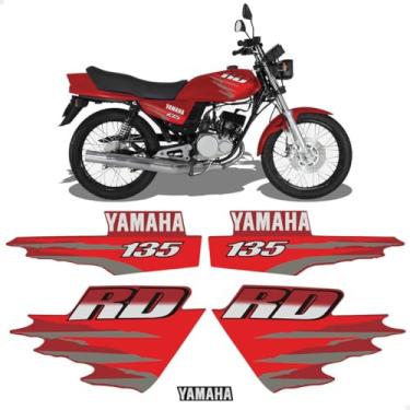 Imagem de SPORTINOX, Kit Adesivos Para Yamaha RD 135 1998 Moto Vermelha Laterais