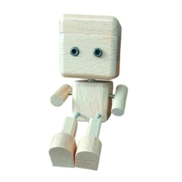 Imagem de Generic Enfeite de mesa em miniatura de homem de madeira, acessório para interior de carro, decoração para painel de carro, estante de escritório, Bege