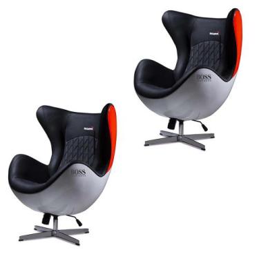 Imagem de Kit 2 Poltronas Decorativas Egg Chair MP4 SN 88 Branco/Vermelho G53 - 