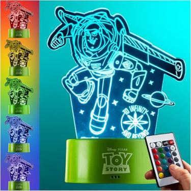 Imagem de Get Trend Disney Toy Story Luz noturna LED, luminária de mesa de cabeceira com brilho ajustável, USB e lâmpada alimentada por bateria com 16 cores, 4 modos (Multi Toy Story)