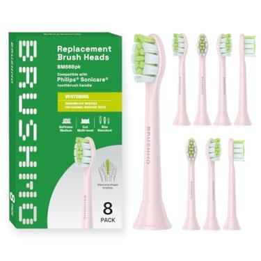 Imagem de Brushmo Cabeças de escova de dentes de substituição para branqueamento em forma de diamante, compatível com alças de escova de dentes elétrica Philips Sonicare, 8 cabeças padrão, cerdas duplas de