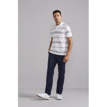 Imagem de Camisa Polo com Bolso Piquet Comfort - Branco / Azul Sky - HIGHSTIL, B