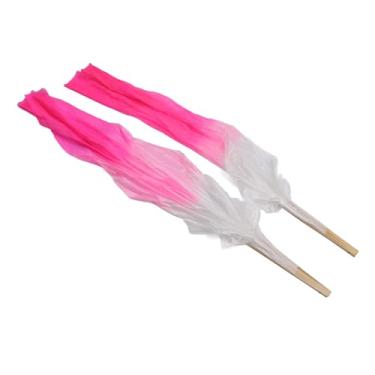 Imagem de GLOGLOW Leques de Seda para Dança Clássica, 1 par de Leques de Véu de Dança do Ventre Feitos à Mão Esquerda e Direita Com 16 Ossos Resistentes, para Aprendizagem de Performance de (Rosa e Rosa