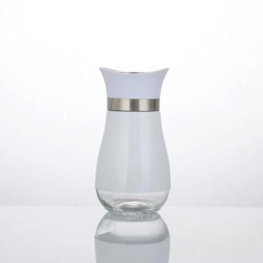 Imagem de Conjunto de coqueteleira de tempero de aço inoxidável (2 peças), recipientes de base de vidro para uso interno e externo (branco)