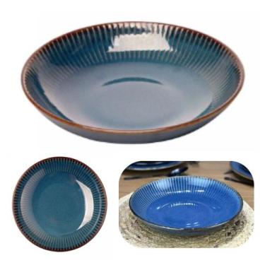 Imagem de Prato Fundo para Massas, Caldos e Sopas 23cm em Ceramica Linear Azul L