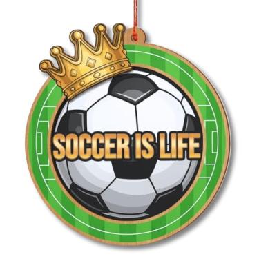 Imagem de Enfeite de futebol, enfeites de futebol para árvore de Natal, decoração de futebol para o Natal, amantes de futebol, presentes para treinador de futebol, crianças, meninos, meninas, decoração de