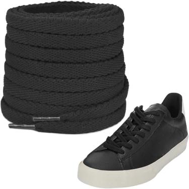 Imagem de UamGlsob Cadarços de poliéster para tênis Veja Esplar/Campo/V-10/V-12/Nova, 5/40.6 cm (8 mm) cadarços de substituição de cordas planas, Preto, 54"/140cm