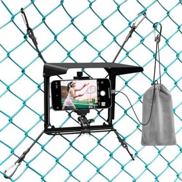 Imagem de Suporte de cerca de celular com sombra, suporte de telefone para iPhone, Mevo Start, GoPro, Insta 360 e outras câmeras de ação, perfeito para gravar jogos de beisebol, softbol e tênis