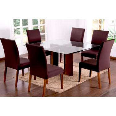 Imagem de Kit 6 Capas Protetoras de Cadeira, Malha 100% Poliéster, Liso, 40x40cm Assento, 42x47cm Encosto