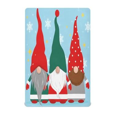Imagem de Qilmy Lençóis de berço de bebê Christmas Gnomos, macio, respirável e elástico, lençol com elástico para meninos e meninas, miniberço, 99 cm x 68,5 cm, capa de colchão infantil portátil