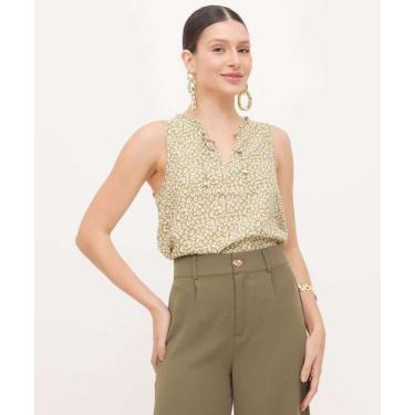 Imagem de Blusa Regata Feminina Animal Print Amarração Marisa-66036, Verde, M