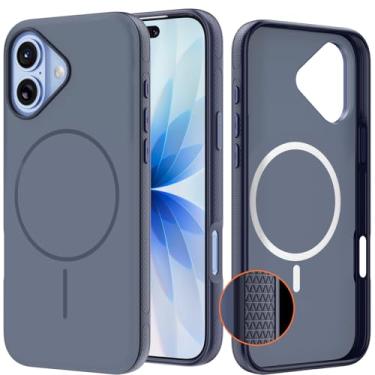 Imagem de YXUㅤ Capa magnética para iPhone 17, silicone premium [antiderrapante] [resistente a fiapos] [ímãs fortes] capa protetora de 3,0 mm de espessura à prova de choque para iPhone 17 de 6,3 polegadas, azul