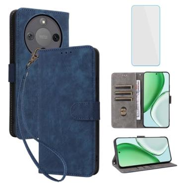 Imagem de IUQXU Capa carteira para celular Honor Magic8 Lite 5G com protetor de tela [bloqueio RFID] capa de celular flip de couro com suporte para cartão feminino e masculino para Honor Magic 8 Lite Magic8Lite